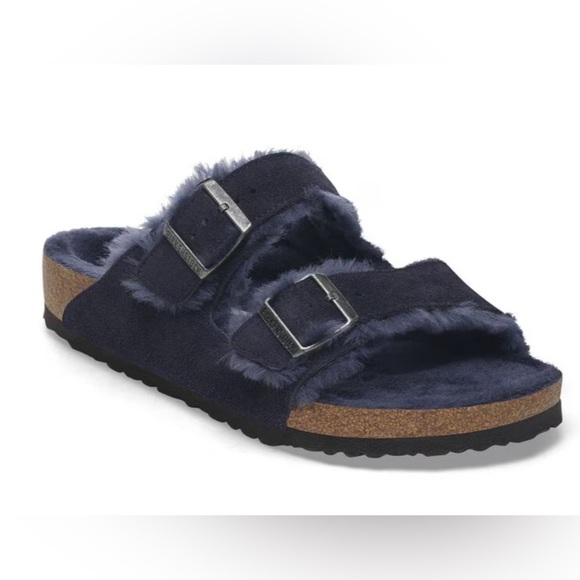 Birkenstock Shoes - Birkenstock Arizona Shearling Suede Leather - Midnight Blue - size EU 36